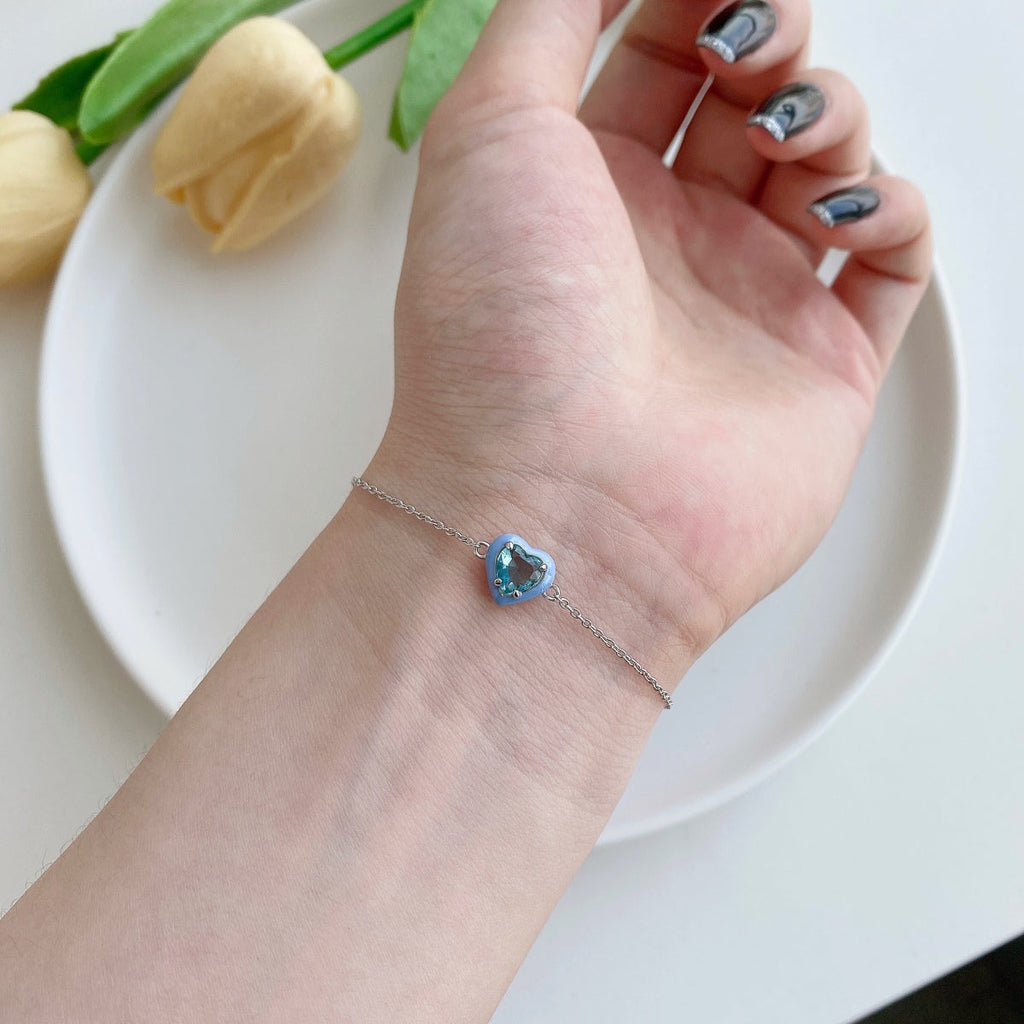 [Clover Jewelry]Funkelndes romantisches Herzform-Liebhaber-Armband