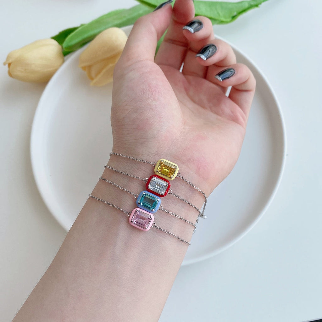 [Clover Jewelry]2.0 Karat Funkelndes Buntes Smaragd-Schliff Alltagsarmband
