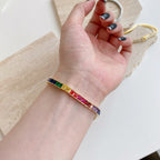 [Clover Jewelry]Funkelndes buntes Tennisarmband mit Prinzessinnenschliff