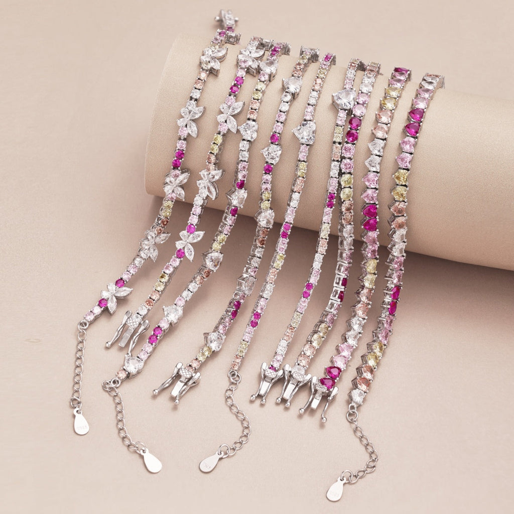 [Clover Jewelry]繊細なカラフルレインボーテニスチェーン