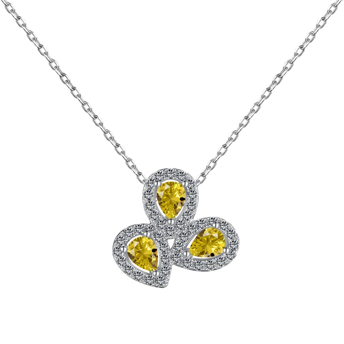 [Clover Jewelry]エレガントな花型ペアーカットネックレス