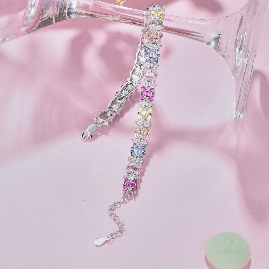 [クローバージュエリー]華奢なカラフルマルチカットパーティーブレスレット