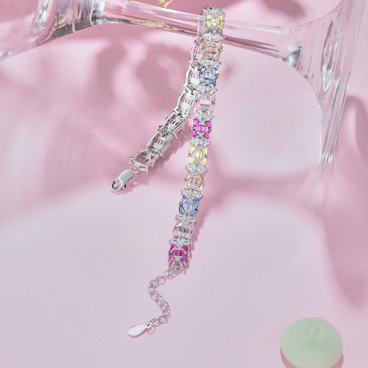 [クローバージュエリー]華奢なカラフルマルチカットパーティーブレスレット