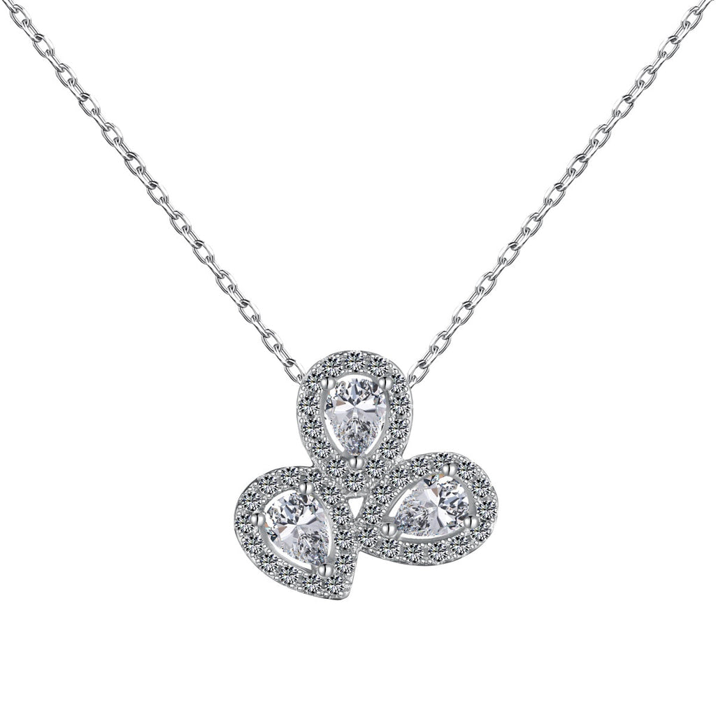 [Clover Jewelry]エレガントな花型ペアーカットネックレス