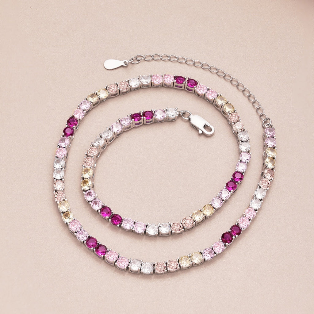 [Clover Jewelry]カラフルなテニスネックレス
