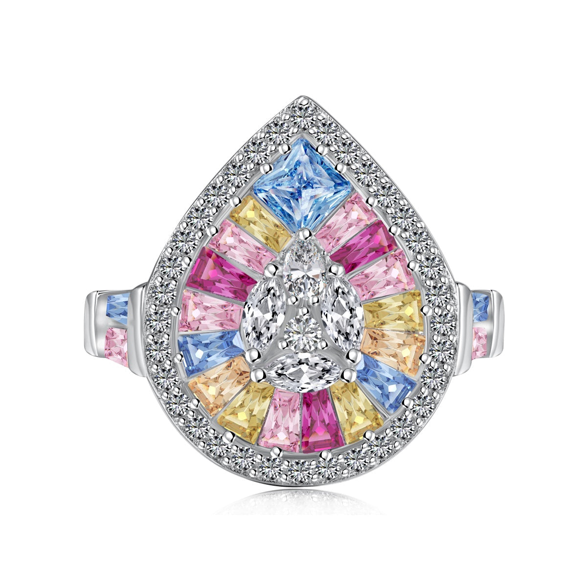 [Clover Jewelry]エレガント カラフル ウォータードロップ型 宴会リング
