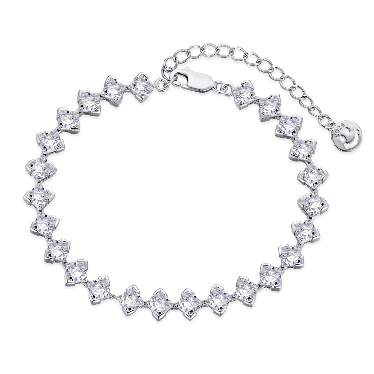 [Clover Jewelry]0.5カラット 華麗なプリンセスカット デイリーブレスレット