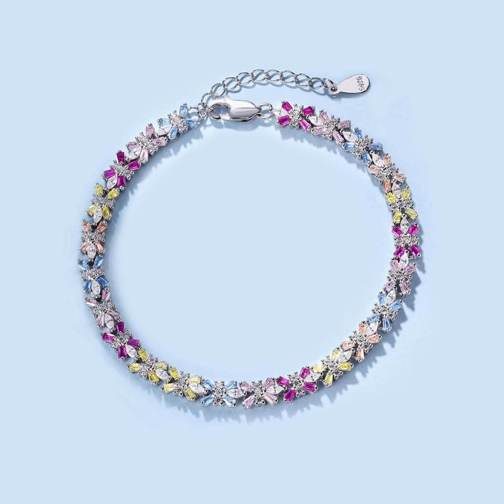 [Clover Jewelry]煌めくカラフルなエメラルドカットパーティーブレスレット
