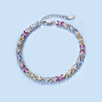[Clover Jewelry]煌めくカラフルなエメラルドカットパーティーブレスレット