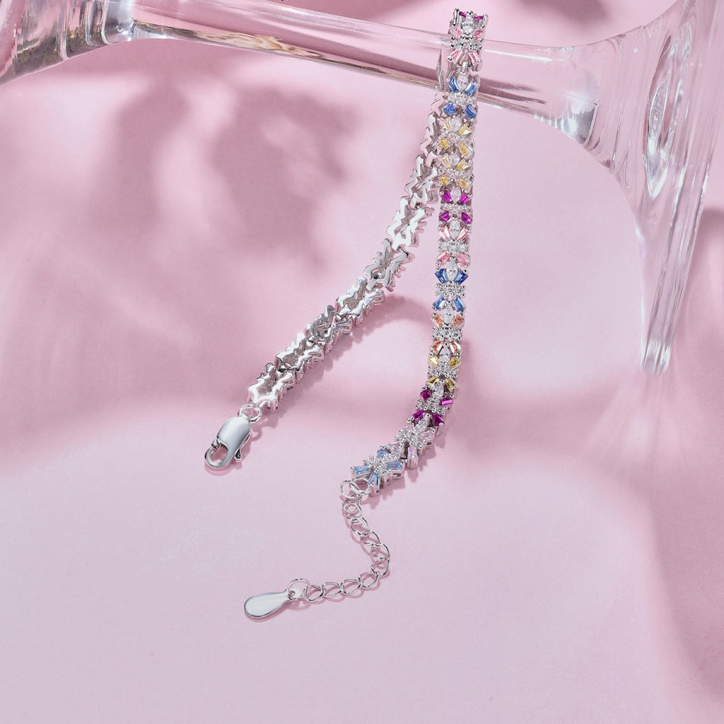 [Clover Jewelry]煌めくカラフルなエメラルドカットパーティーブレスレット