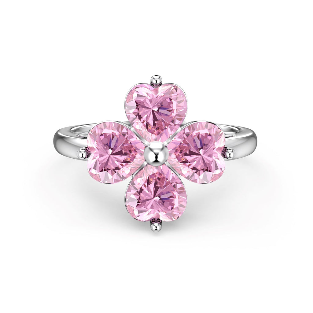 [Clover Jewelry]Herzförmiger vierblättriger Kleeblatt-Kugelring