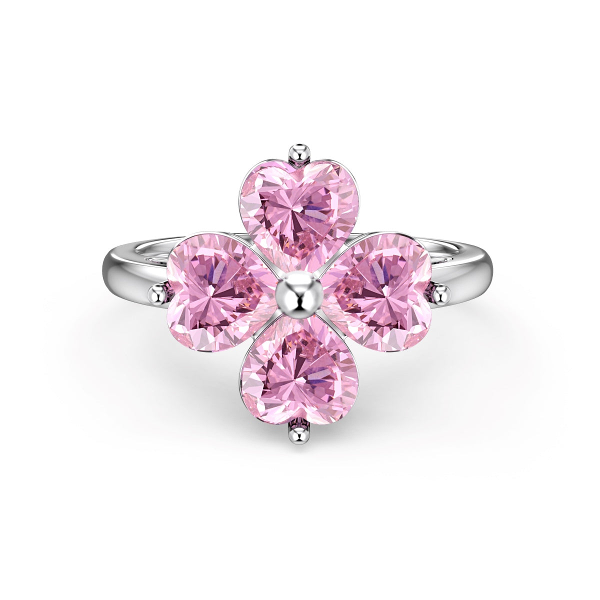 [Clover Jewelry]Herzförmiger vierblättriger Kleeblatt-Kugelring