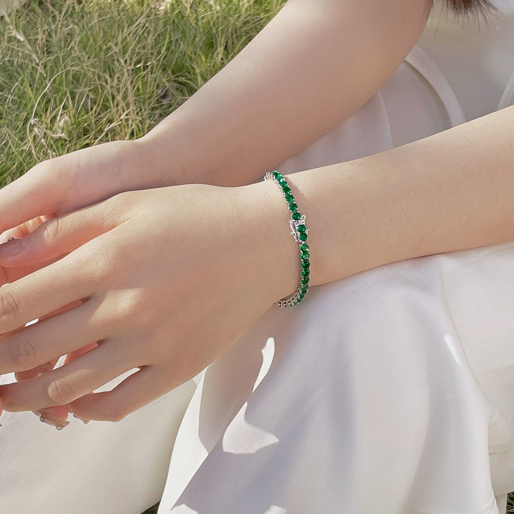 [Clover Jewelry]煌めくカラフルなラウンドカットパーティブレスレット