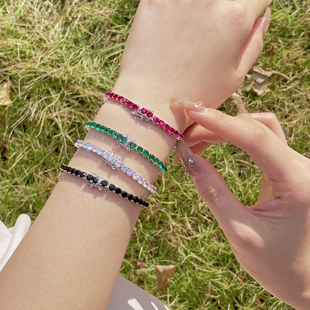 [Clover Jewelry]煌めくカラフルなラウンドカットパーティブレスレット