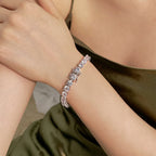 [Clover Jewelry]0.75カラット 輝くラウンドカット ウェディングブレスレット