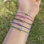 [Clover Jewelry]煌めくカラフルなラウンドカットパーティブレスレット