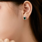 [Clover Jewelry]ラグジュアリーな上品なエメラルドカットバンケットイヤリング