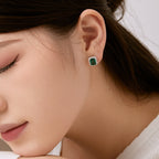 [Clover Jewelry]ラグジュアリーな上品なエメラルドカットバンケットイヤリング