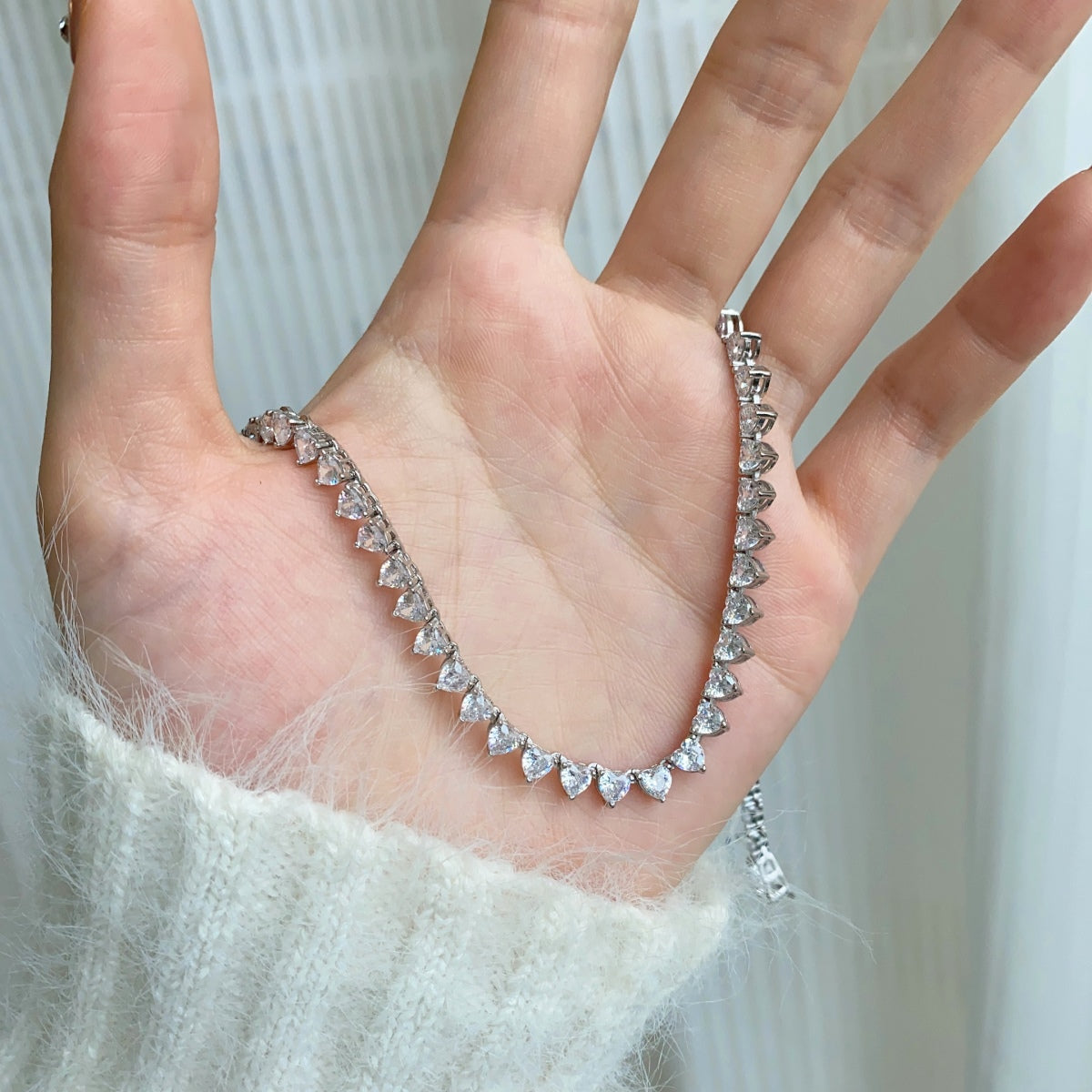 [Clover Jewelry]オーネイトハートカットテニスネックレス