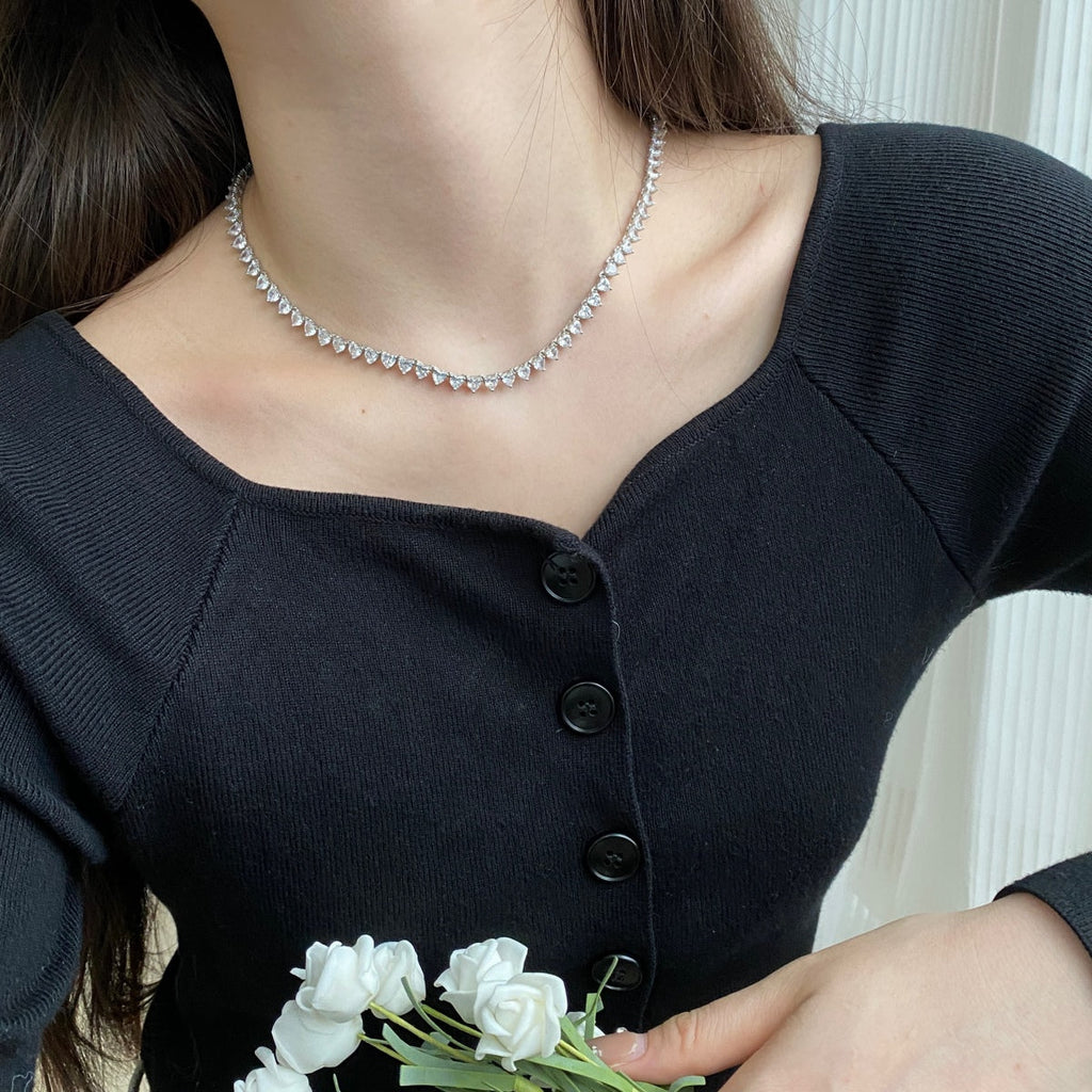 [Clover Jewelry]オーネイトハートカットテニスネックレス