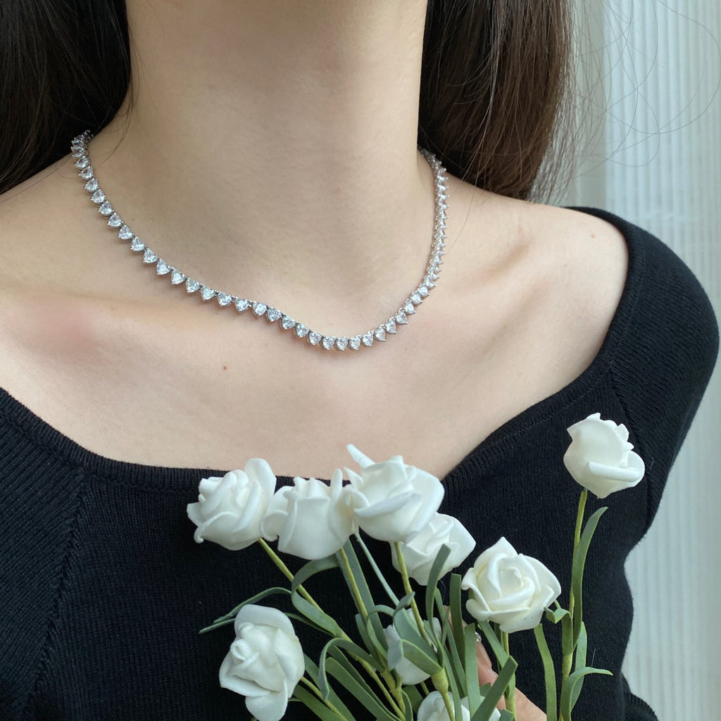 [Clover Jewelry]オーネイトハートカットテニスネックレス