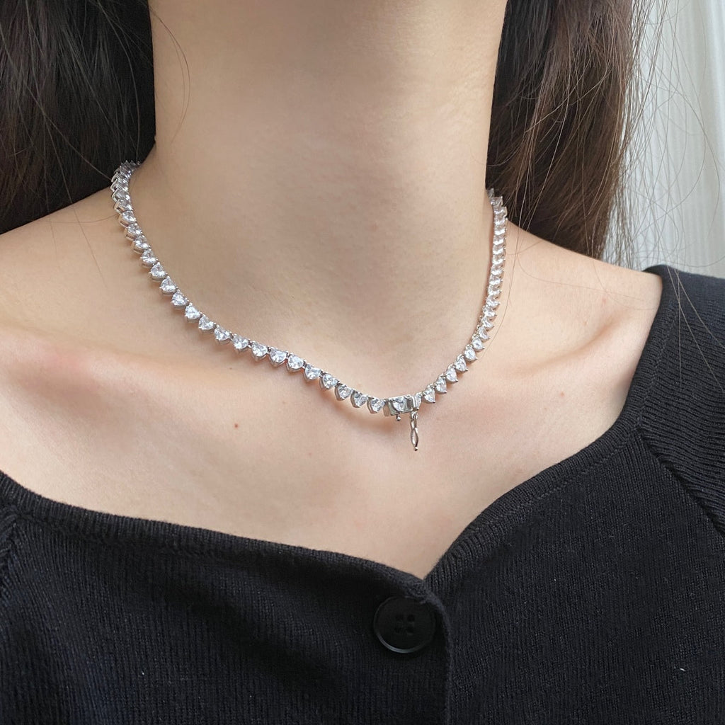 [Clover Jewelry]オーネイトハートカットテニスネックレス