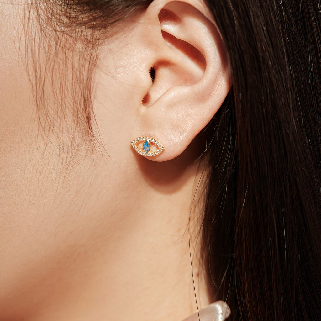 [Clover Jewelry]ブルーデビルアイズ中空スタッドピアス