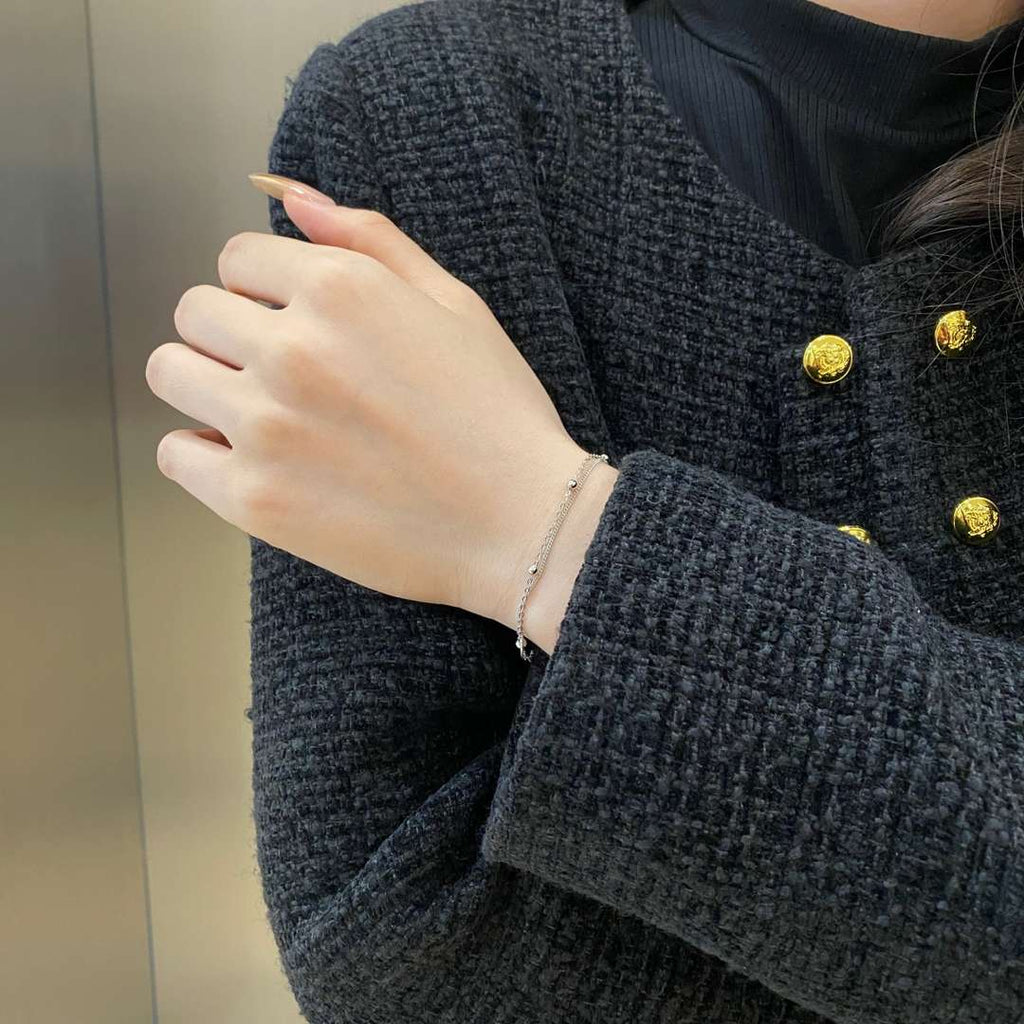 [Clover Jewelry]Zartes Perlenarmband mit doppelter Schicht
