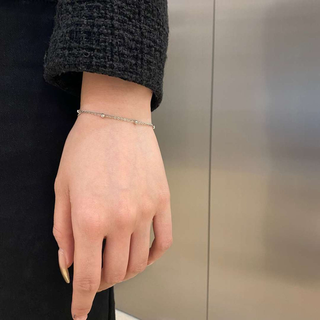 [Clover Jewelry]Zartes Perlenarmband mit doppelter Schicht