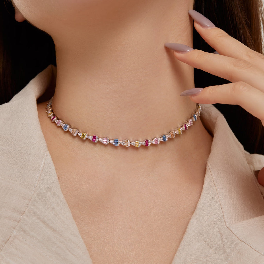 [Clover Jewelry]煌めくカラフルレインボーネックレス
