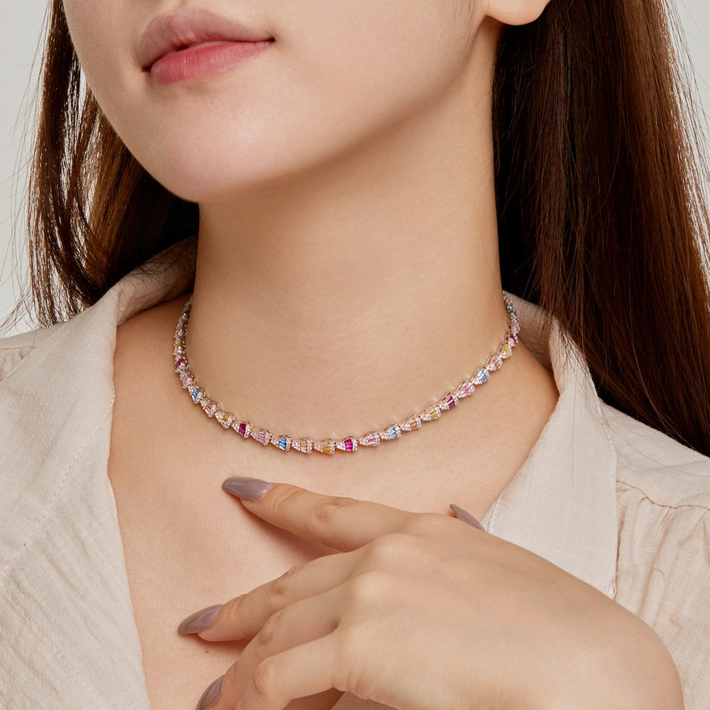 [Clover Jewelry]煌めくカラフルレインボーネックレス