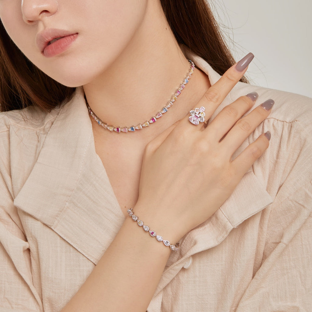 [Clover Jewelry]煌めくカラフルレインボーネックレス