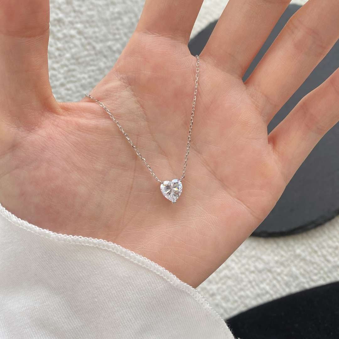[Clover Jewelry]Herzform Hauptstein Anhänger Schlüsselbeinkette