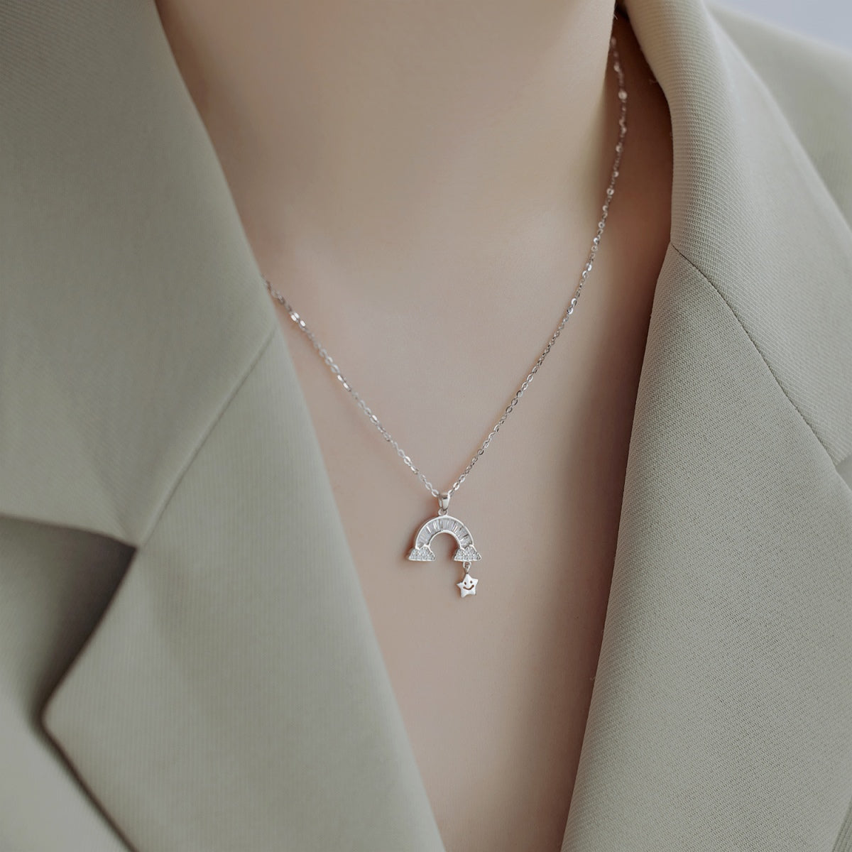 [Clover Jewelry]ユニーク レインボースター ネックレス