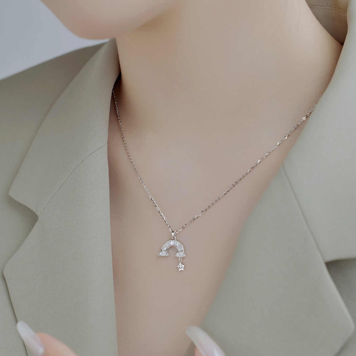 [Clover Jewelry]ユニーク レインボースター ネックレス