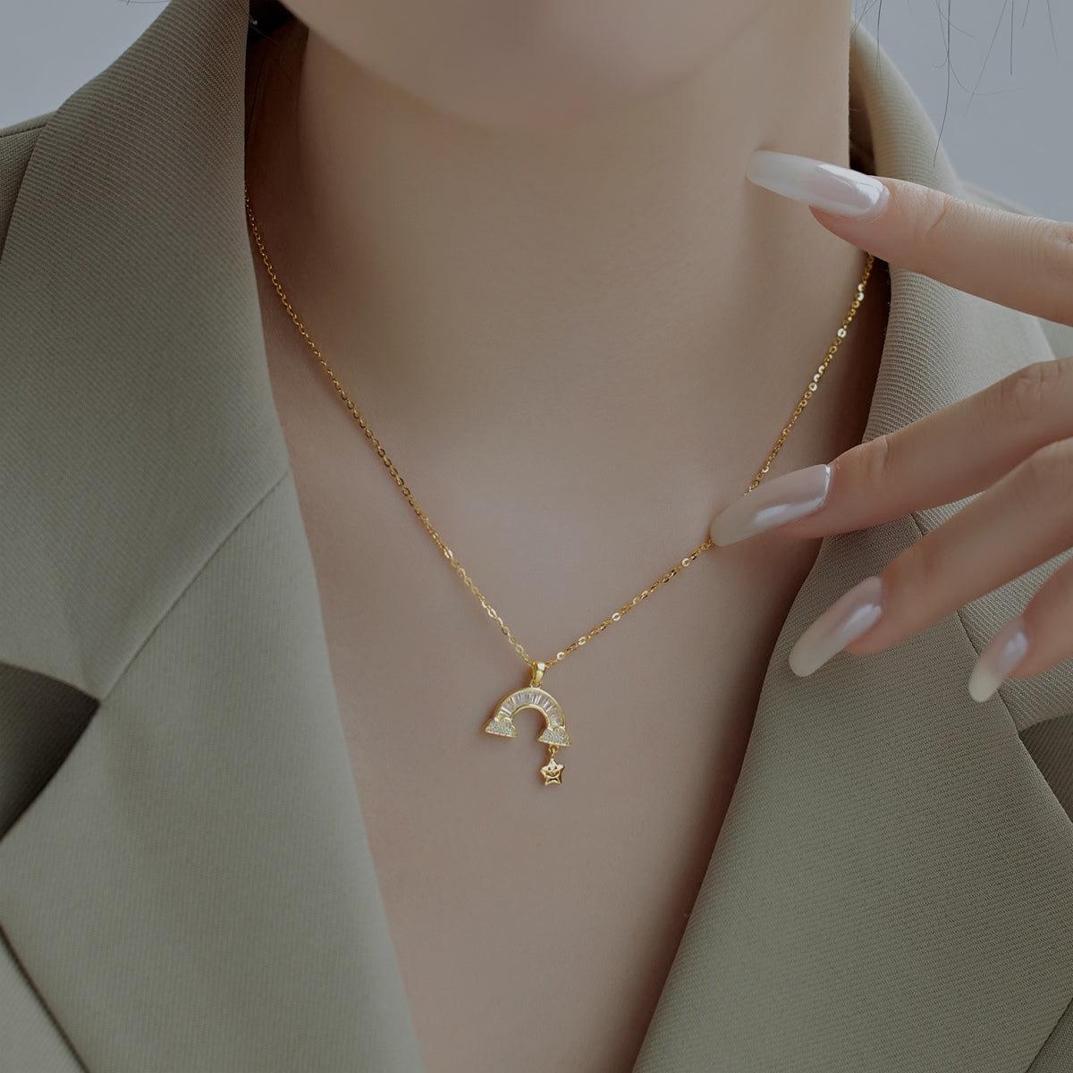 [Clover Jewelry]ユニーク レインボースター ネックレス