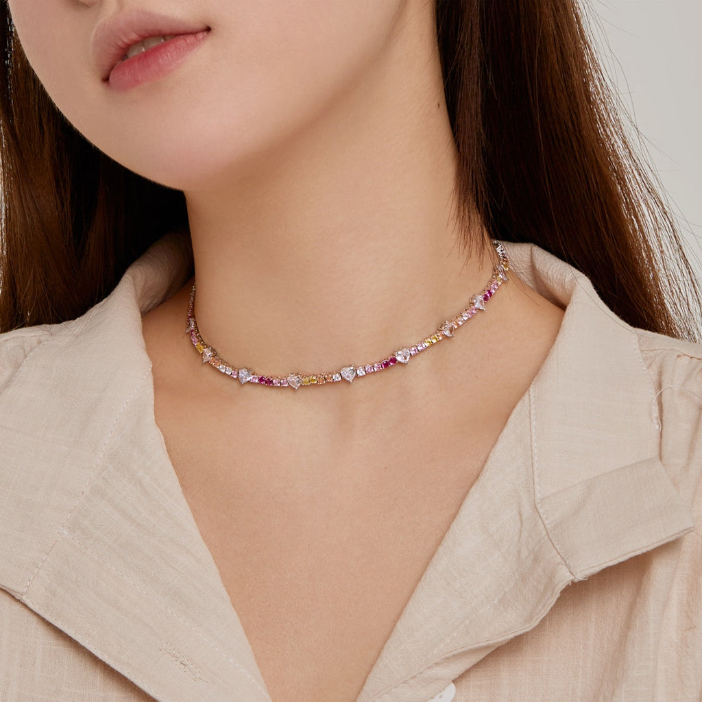 [Clover Jewelry]繊細なカラフルレインボーテニスチェーン