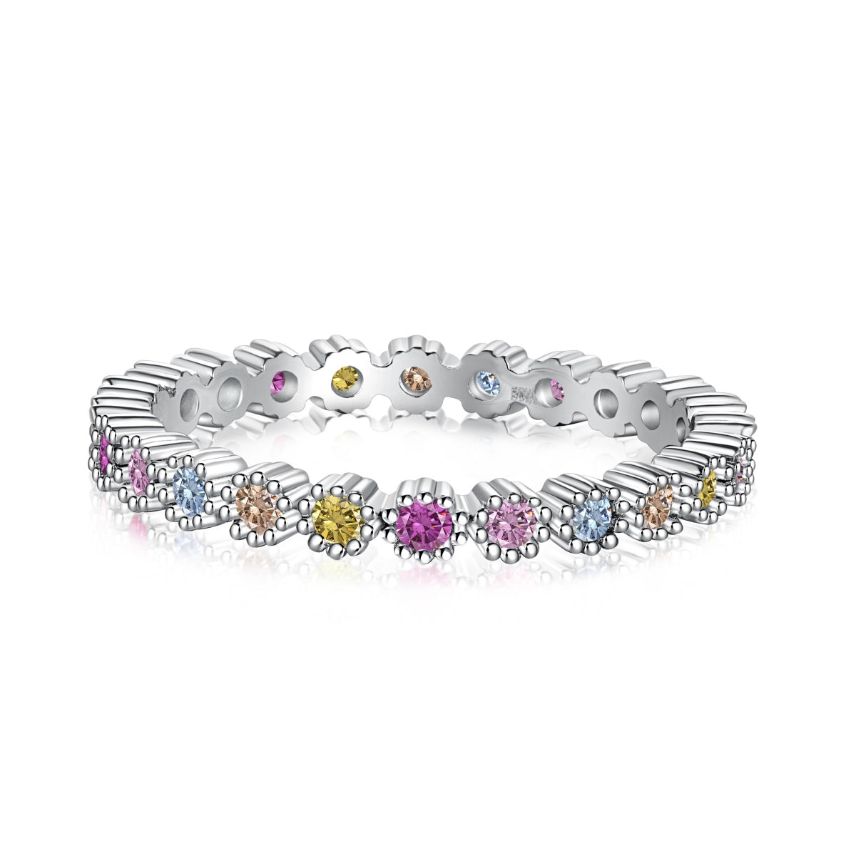 [Clover Jewelry] 絶妙なカラフルラウンドカットパーティーリング