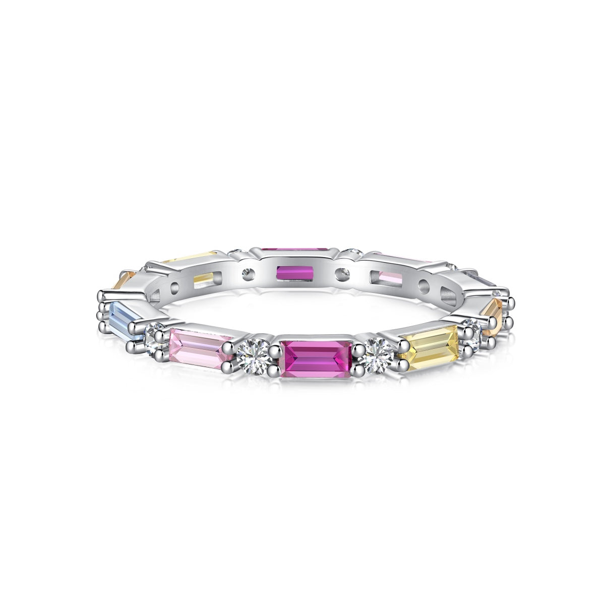[Clover Jewelry]鮮やかな色合い エレガントなラディアントカット デイリーリング