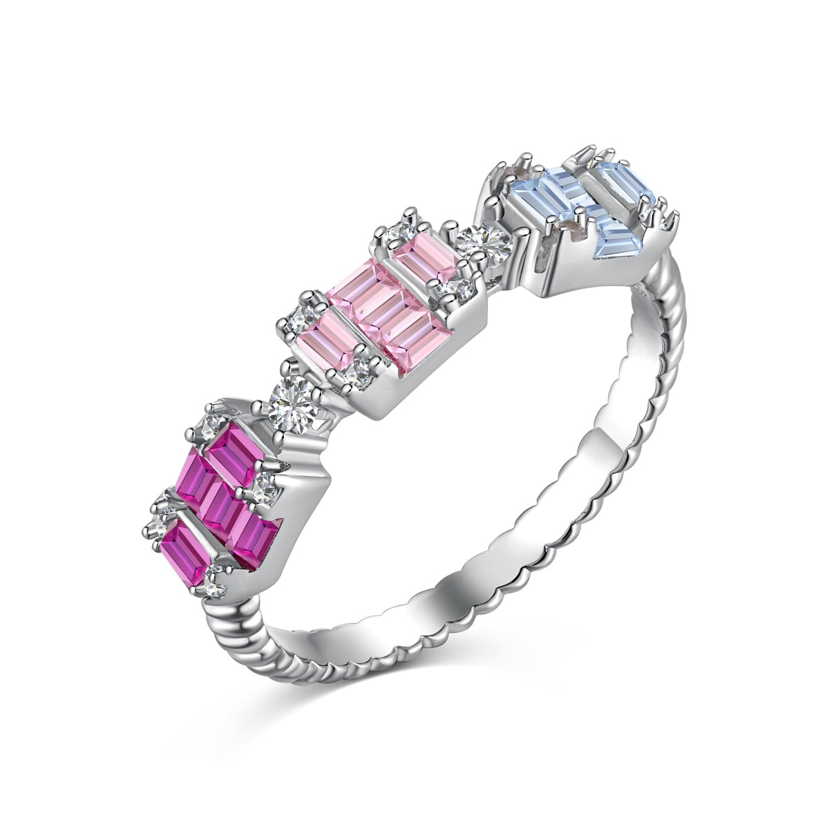 [Clover Jewelry]ユニークなカラフルエメラルドカットパーティーリング