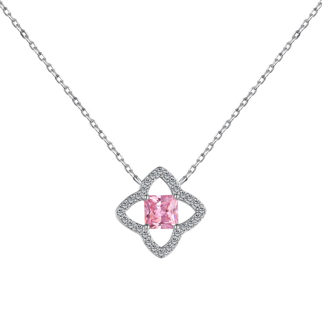 [Clover Jewelry] 豪華フラワーシェイプ・プリンセスカットネックレス