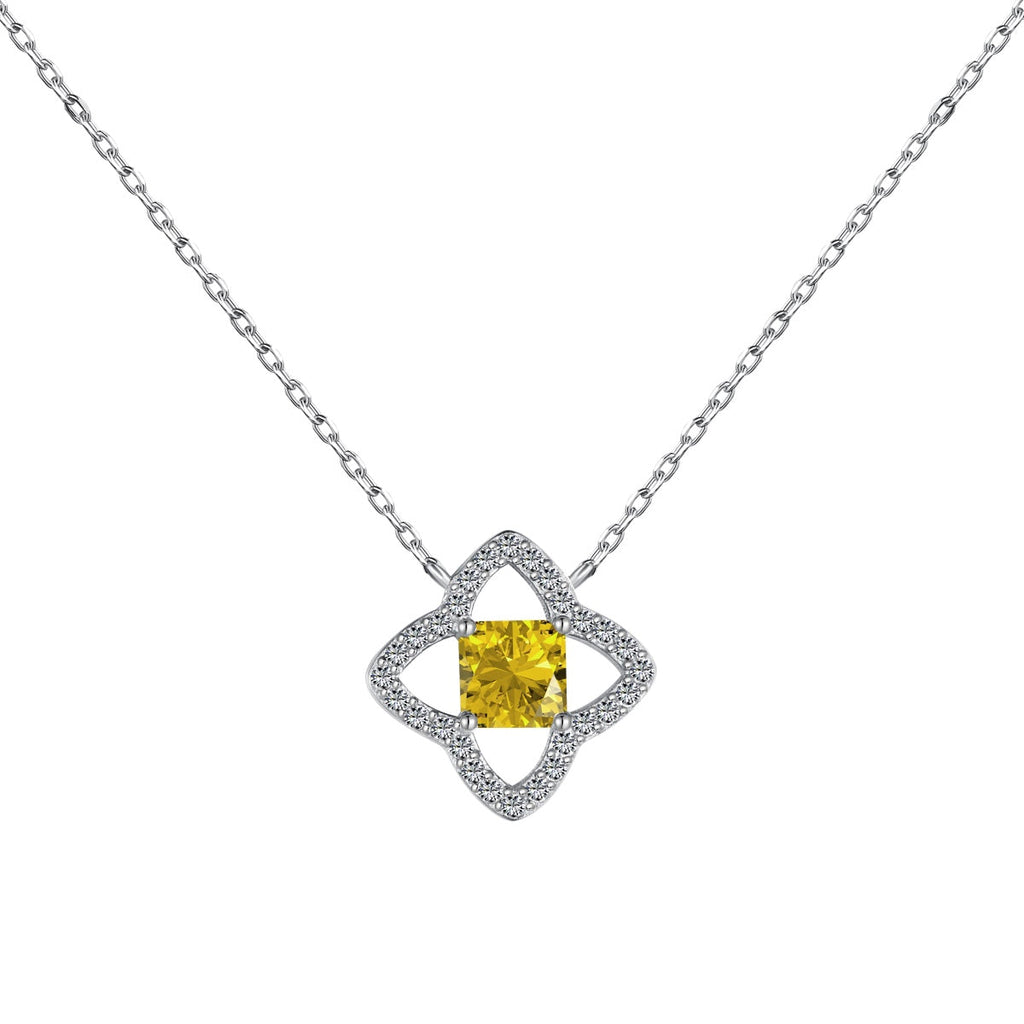 [Clover Jewelry] 豪華フラワーシェイプ・プリンセスカットネックレス