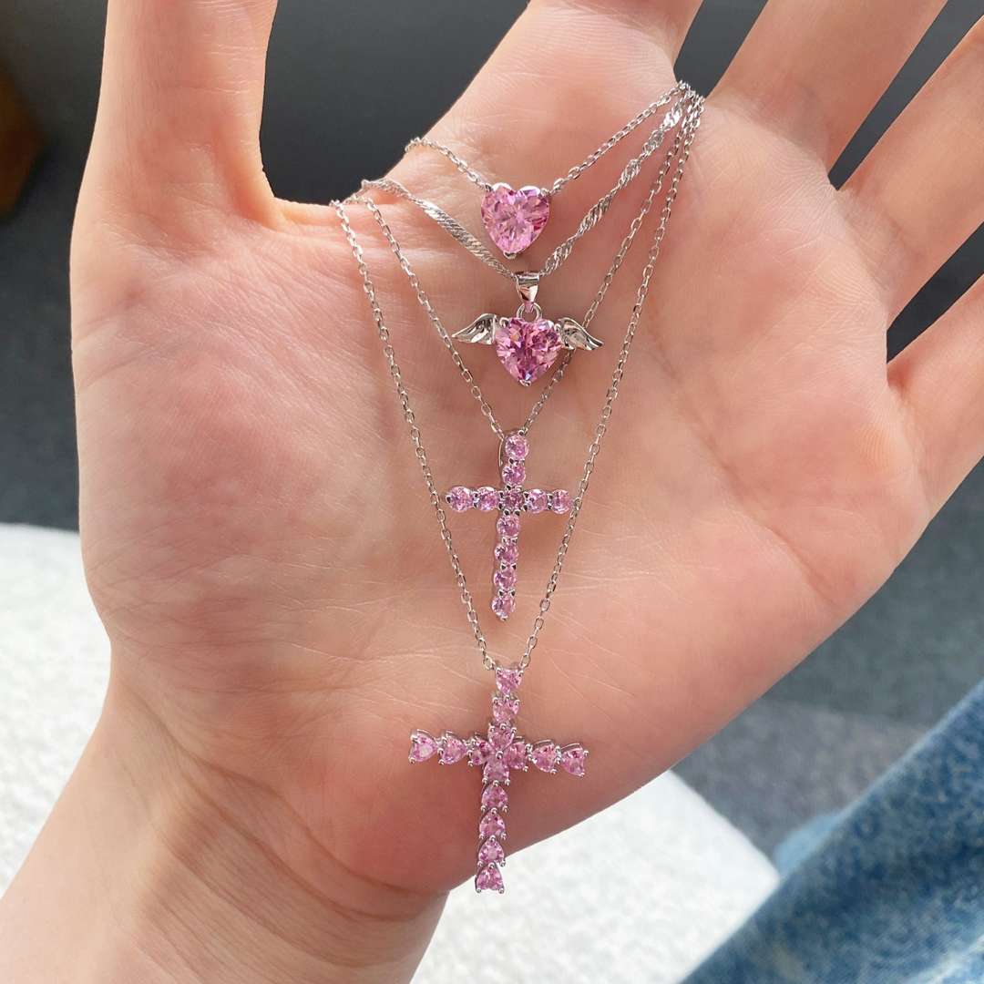[Clover Jewelry]Herzform Hauptstein Anhänger Schlüsselbeinkette