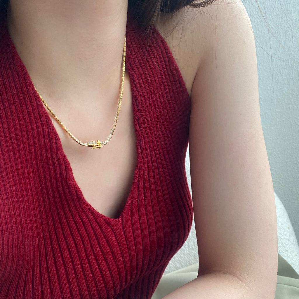 [Clover Jewelry]ラウンドシェイプ テニスネックレス