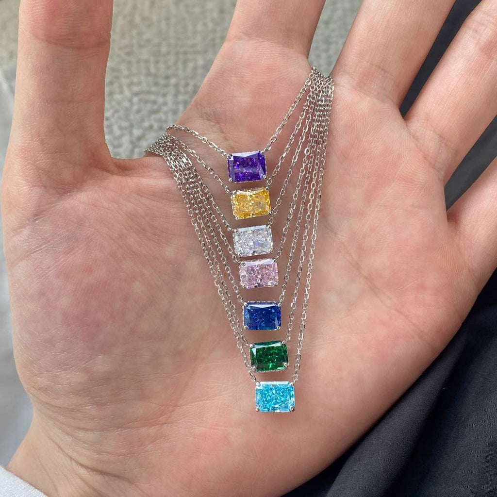 [Clover Jewelry]Luxurious Square Shape Colorful Necalack