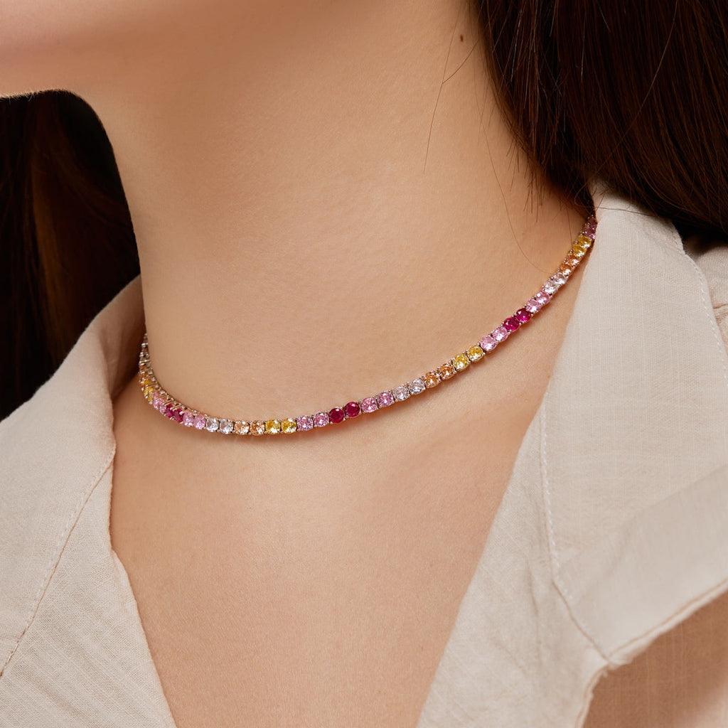 [Clover Jewelry]カラフルなテニスネックレス