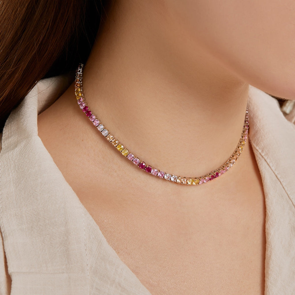 [Clover Jewelry]カラフルなテニスネックレス