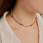 [Clover Jewelry]カラフルなテニスネックレス