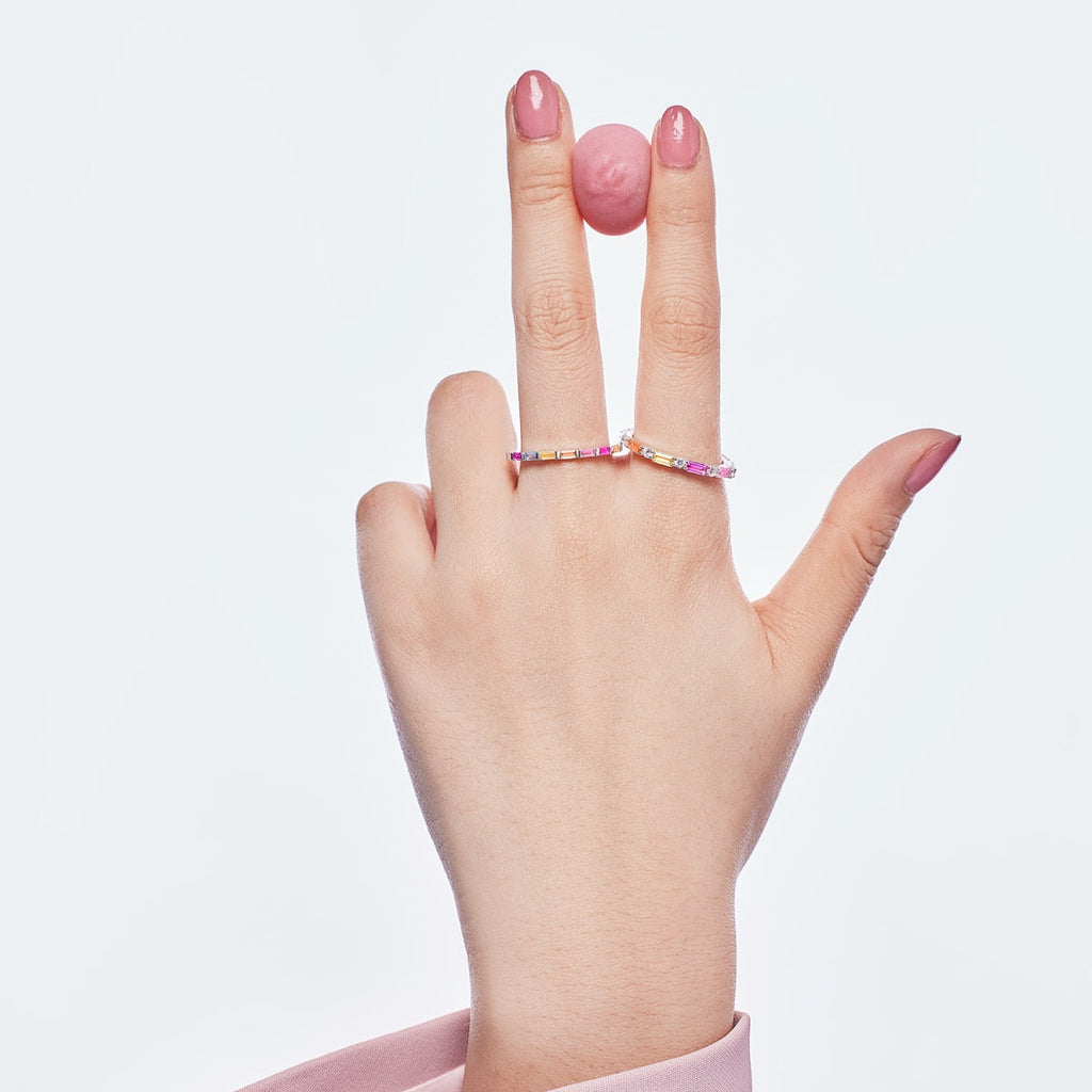 [Clover Jewelry]鮮やかな色合い エレガントなラディアントカット デイリーリング