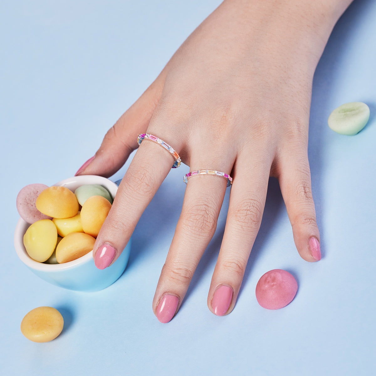 [Clover Jewelry]鮮やかな色合い エレガントなラディアントカット デイリーリング
